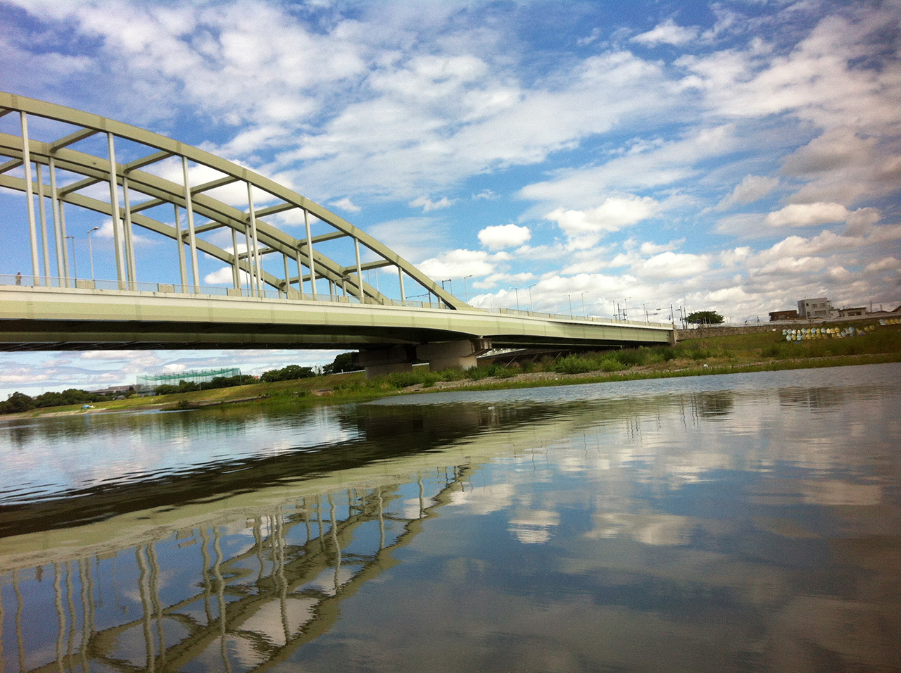 晴れわたる多摩川
